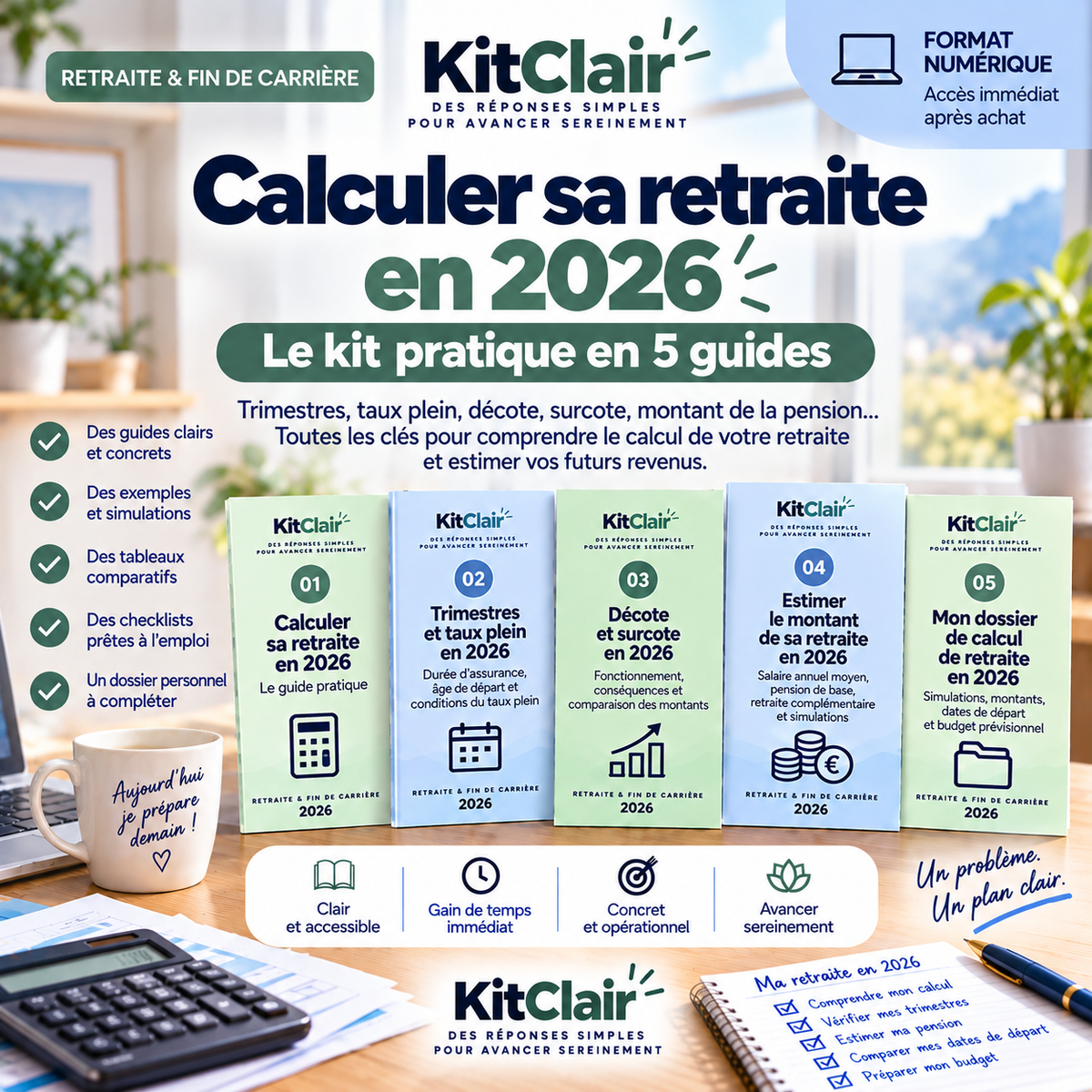 Calculer sa retraite en 2026 : trimestres, taux plein, décote & surcote — le kit pratique