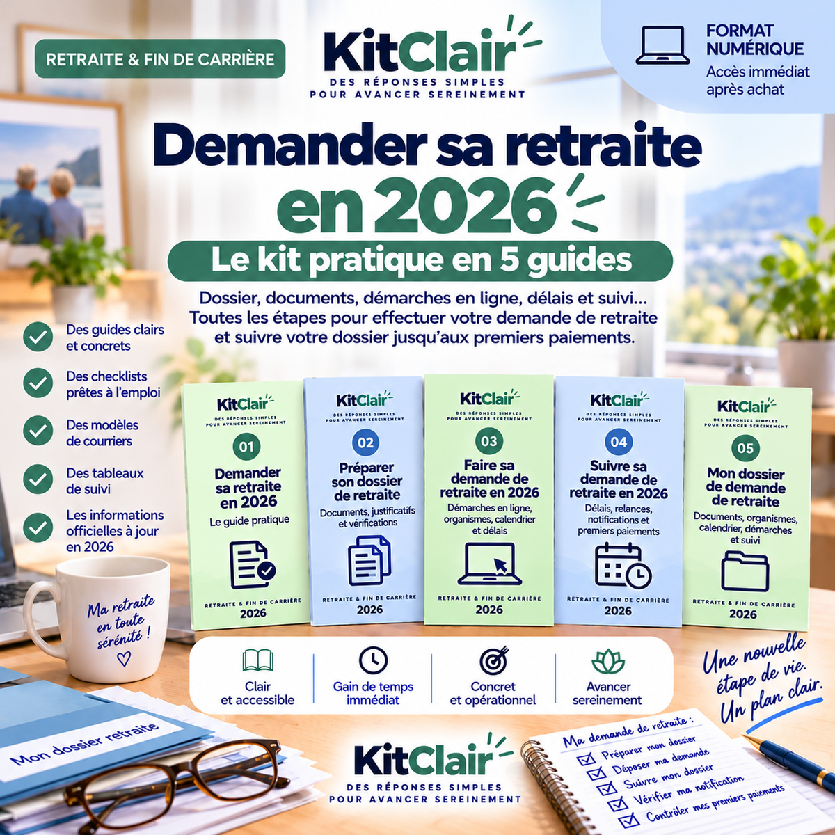 Demander sa retraite en 2026 : dossier, documents, délais & suivi — le kit pratique