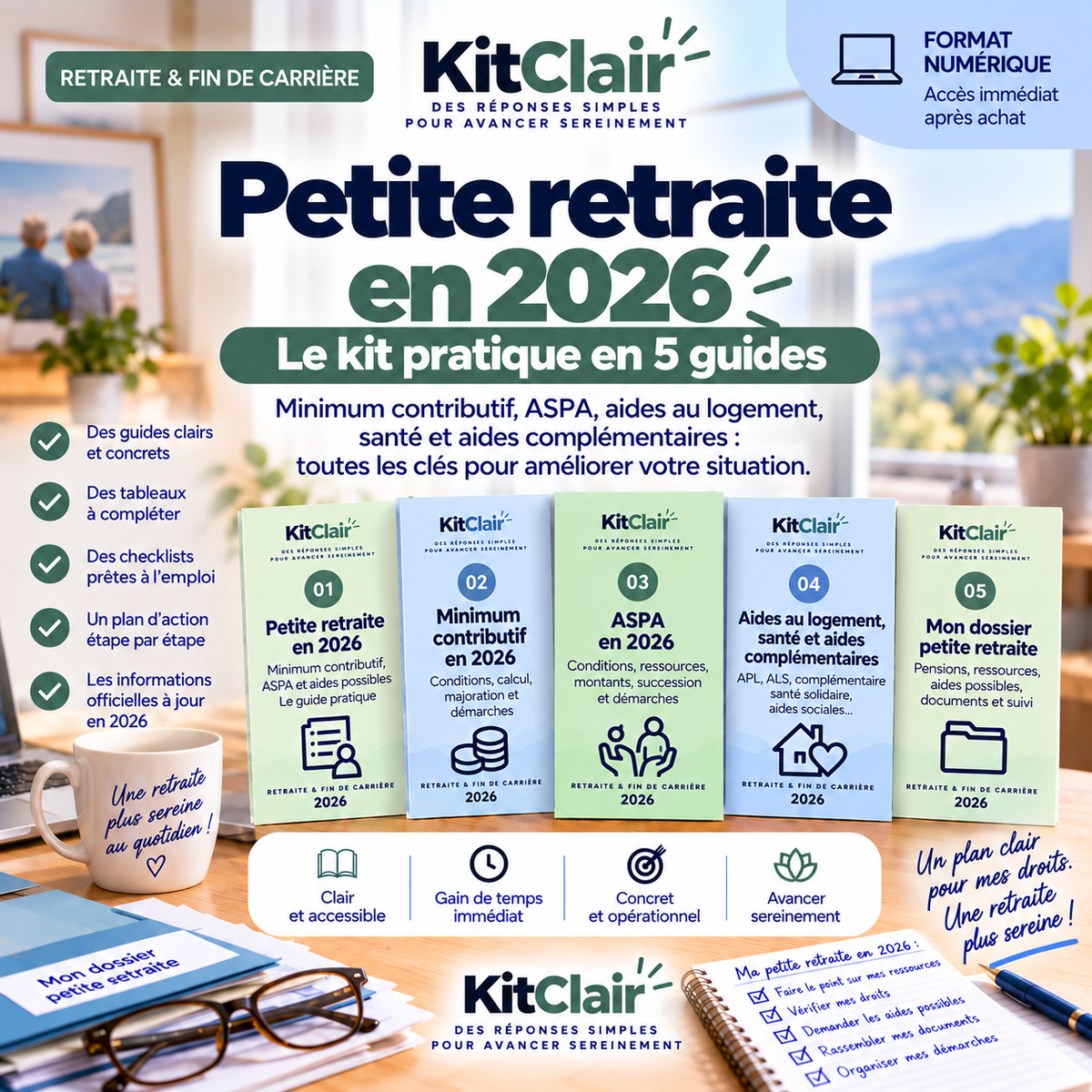 Petite retraite en 2026 : minimum contributif, ASPA & aides possibles — Le kit pratique