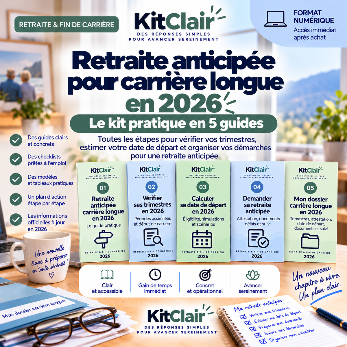 Retraite anticipée pour carrière longue en 2026 : conditions, trimestres & démarches — Le kit pratique