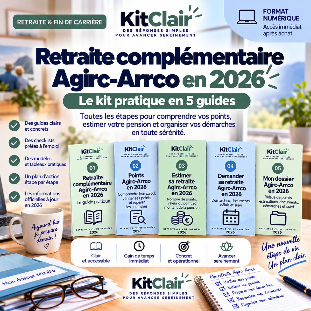 Retraite complémentaire Agirc-Arrco en 2026 : points, calcul & démarches — le kit pratique